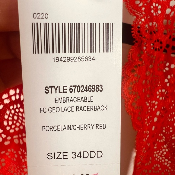 NWT Soma Embraceable Geo Lace
Racerback Underwire Bra 34 DDD Porcelain #0348 - Picture 10 of 12